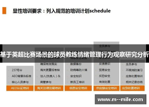 基于英超比赛场景的球员教练情绪管理行为观察研究分析 基于英超比赛场景的球员教练情绪管理行为观察研究分析
